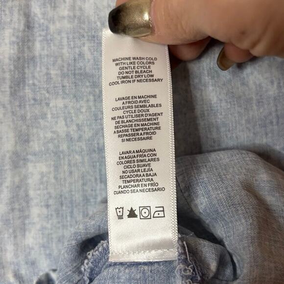 Splendid Indigo Lyocell Chambray Mini Dress L Pockets Square Neck NWT - Picture 10 of 10